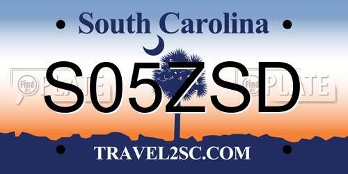 S05ZSD South Carolina License Plate