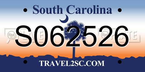 S062526 South Carolina License Plate