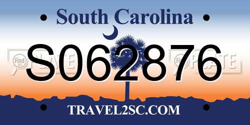 S062876 South Carolina License Plate
