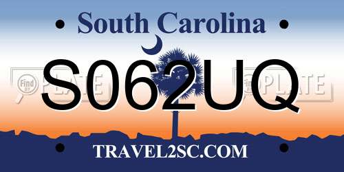 S062UQ South Carolina License Plate
