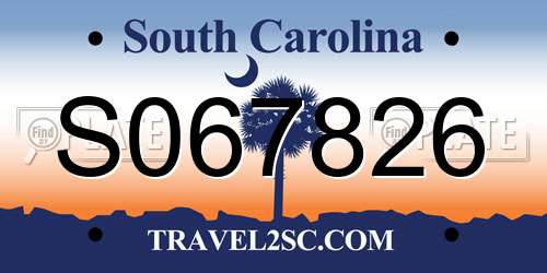 S067826 South Carolina License Plate