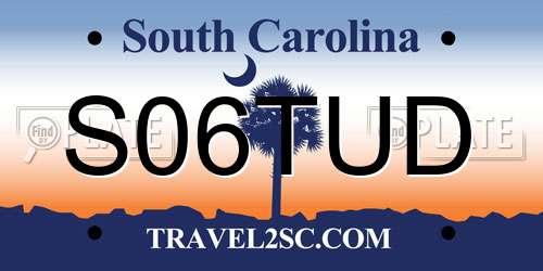 S06TUD South Carolina License Plate