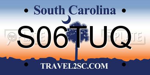 S06TUQ South Carolina License Plate