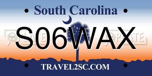 S06WAX South Carolina License Plate