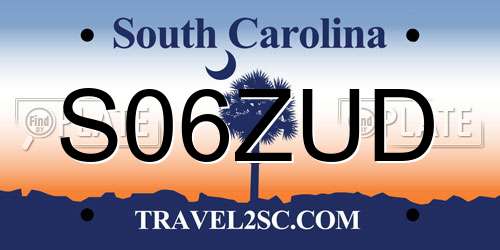 S06ZUD South Carolina License Plate