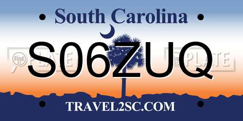 S06ZUQ South Carolina License Plate
