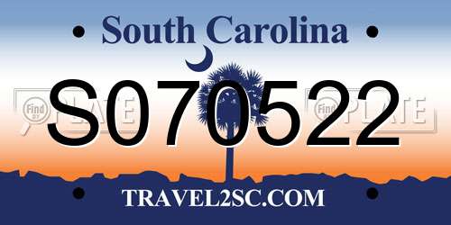S070522 South Carolina License Plate