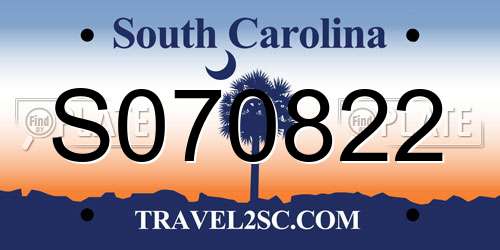 S070822 South Carolina License Plate