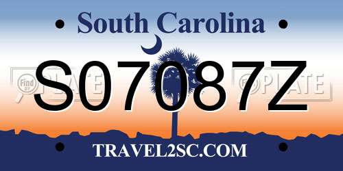 S07087Z South Carolina License Plate