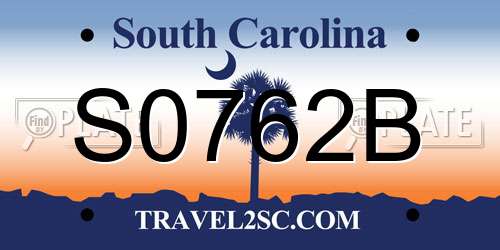 S0762B South Carolina License Plate
