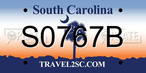 S0767B South Carolina License Plate