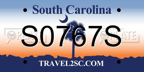 S0767S South Carolina License Plate