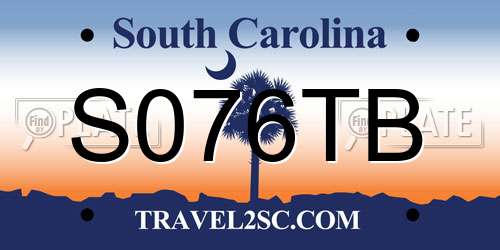 S076TB South Carolina License Plate