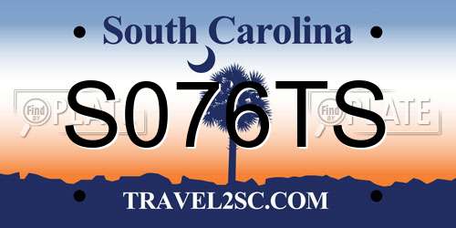 S076TS South Carolina License Plate