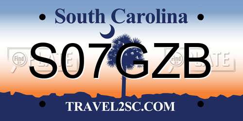 S07GZB South Carolina License Plate