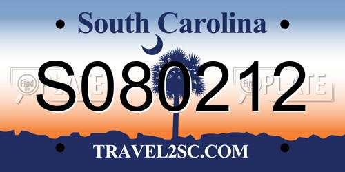 S080212 South Carolina License Plate