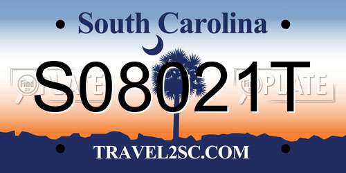 S08021T South Carolina License Plate