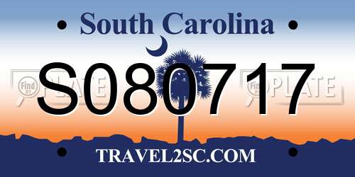 S080717 South Carolina License Plate