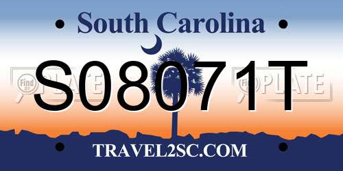 S08071T South Carolina License Plate