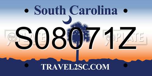 S08071Z South Carolina License Plate