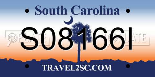 S08166I South Carolina License Plate
