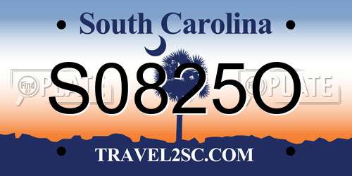 S0825O South Carolina License Plate