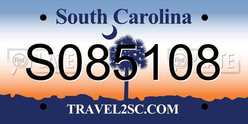 S085108 South Carolina License Plate