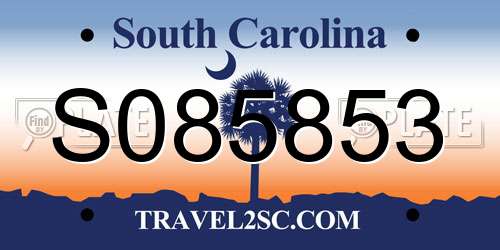 S085853 South Carolina License Plate