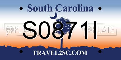 S0871I South Carolina License Plate