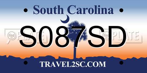S087SD South Carolina License Plate