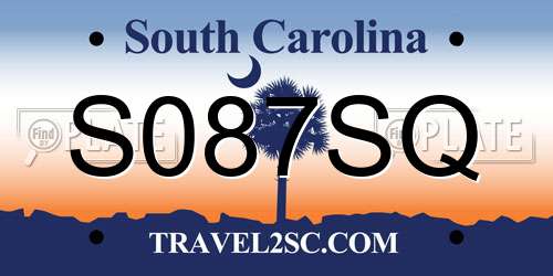 S087SQ South Carolina License Plate