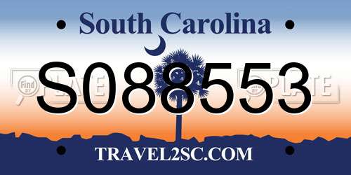 S088553 South Carolina License Plate