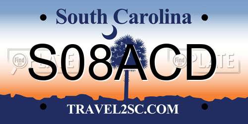 S08ACD South Carolina License Plate
