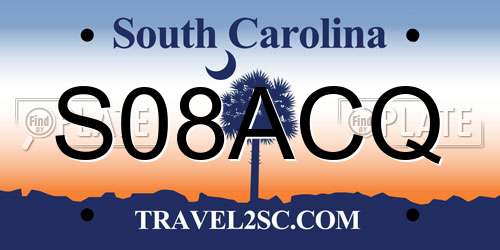S08ACQ South Carolina License Plate