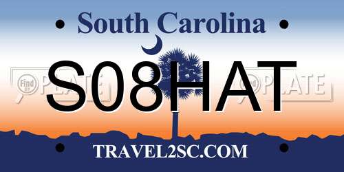 S08HAT South Carolina License Plate