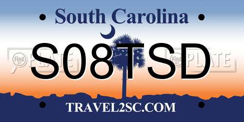 S08TSD South Carolina License Plate