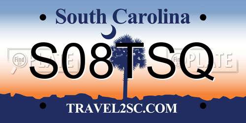 S08TSQ South Carolina License Plate