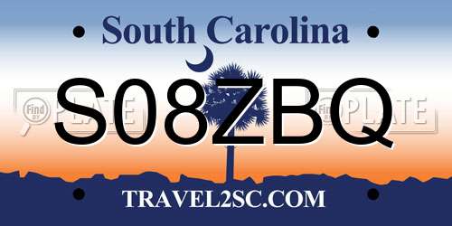 S08ZBQ South Carolina License Plate