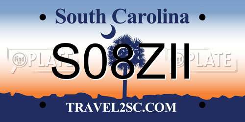 S08ZII South Carolina License Plate
