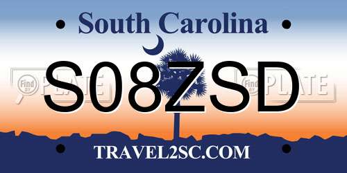 S08ZSD South Carolina License Plate