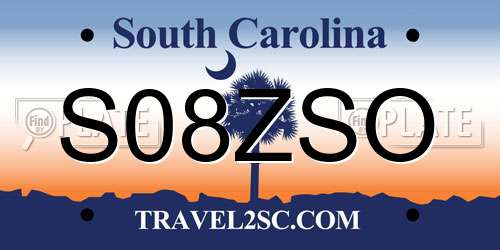 S08ZSO South Carolina License Plate
