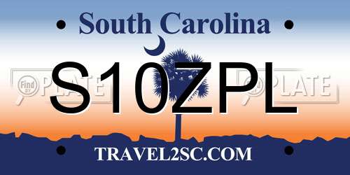 S10ZPL South Carolina License Plate
