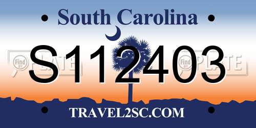 S112403 South Carolina License Plate