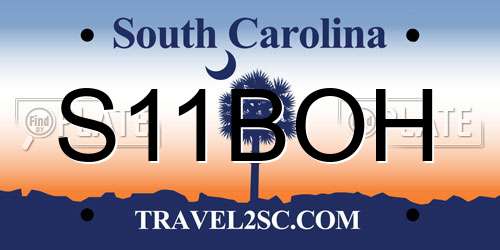 S11BOH South Carolina License Plate
