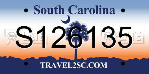 S126135 South Carolina License Plate