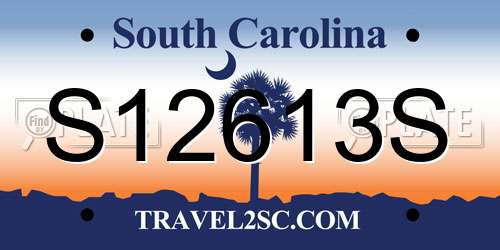 S12613S South Carolina License Plate