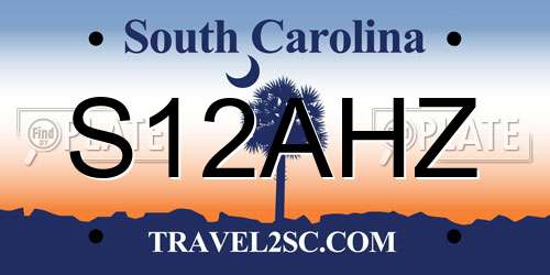 S12AHZ South Carolina License Plate