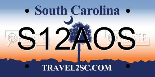 S12AOS South Carolina License Plate