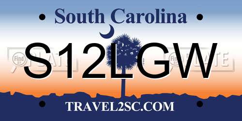 S12LGW South Carolina License Plate