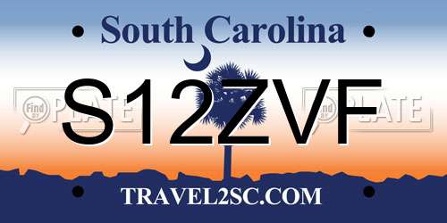 S12ZVF South Carolina License Plate